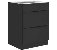 NORIS 60 D 3S BB szafka kuchenna stojąca  z szufladami czarny mat / czarny mat